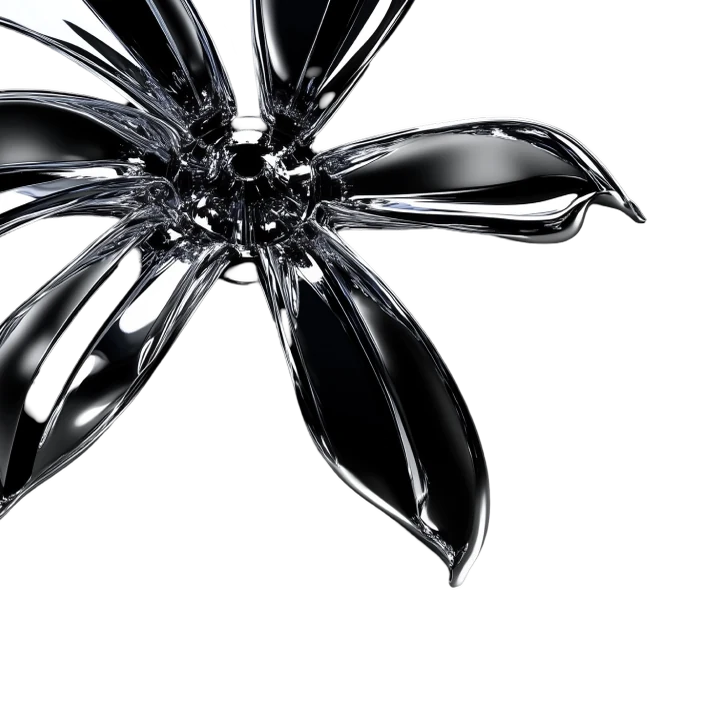 A chrome flower, one of the brand's liquid-metal objects