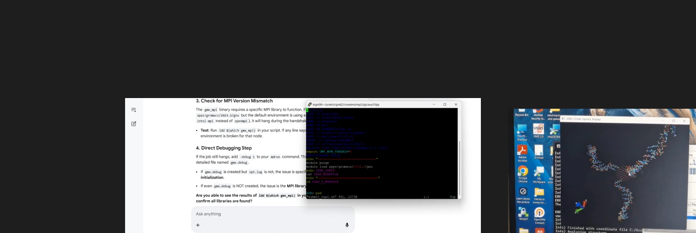 Monisha debugging an MPI version mismatch with Gemini