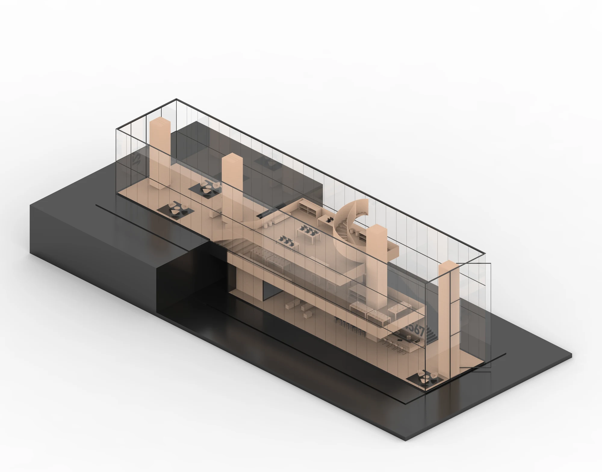 A study model of the canopied pavilion intervention