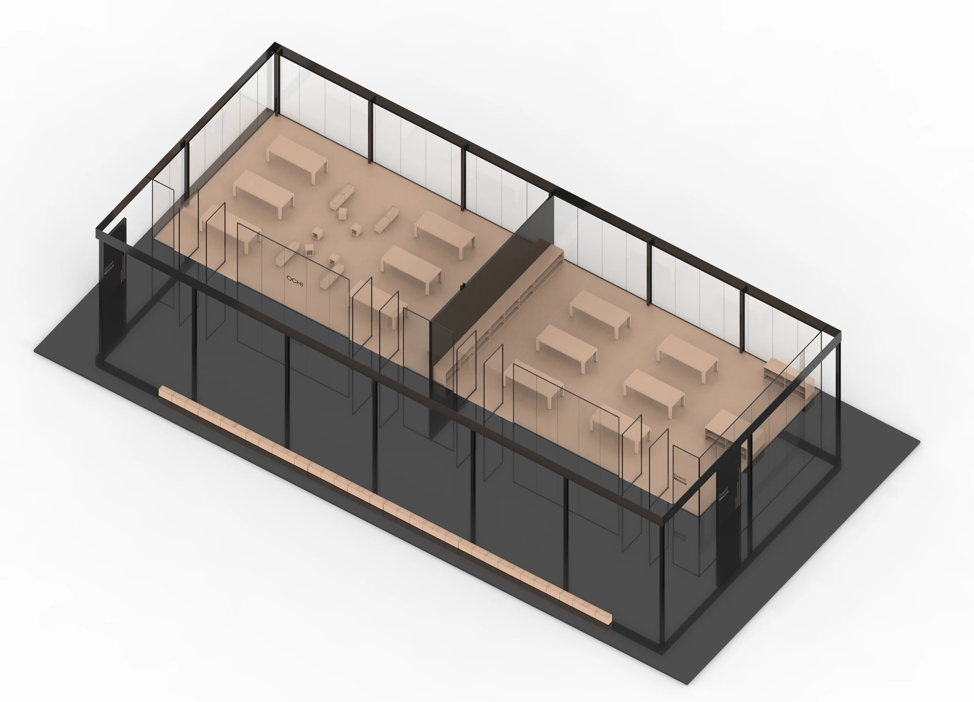 A study model of the two-bay pavilion
