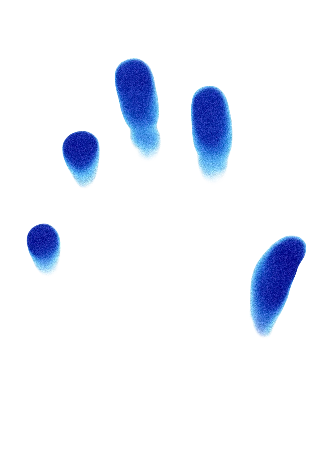 A hand rendered as five strokes of blue ink