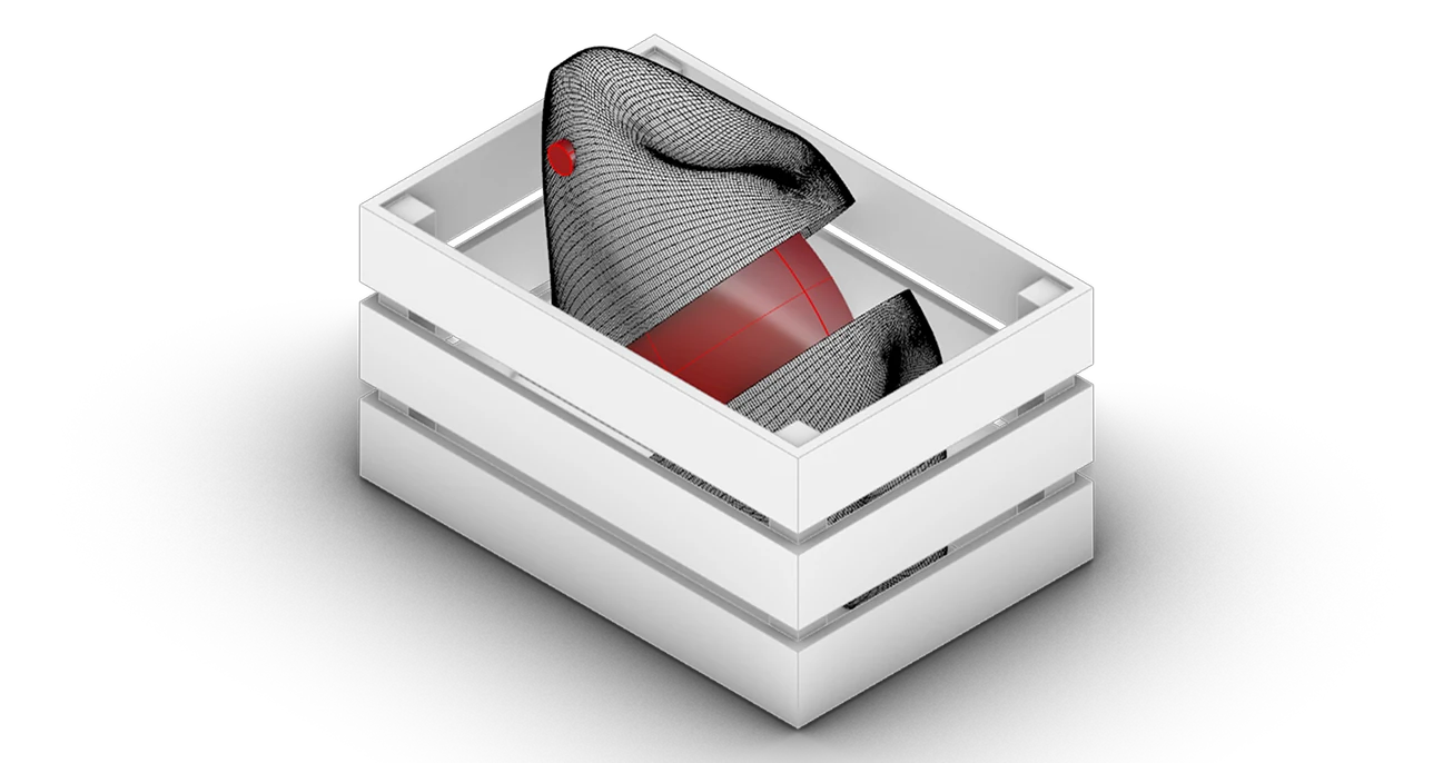 A wireframe mesh of the ornament during generation