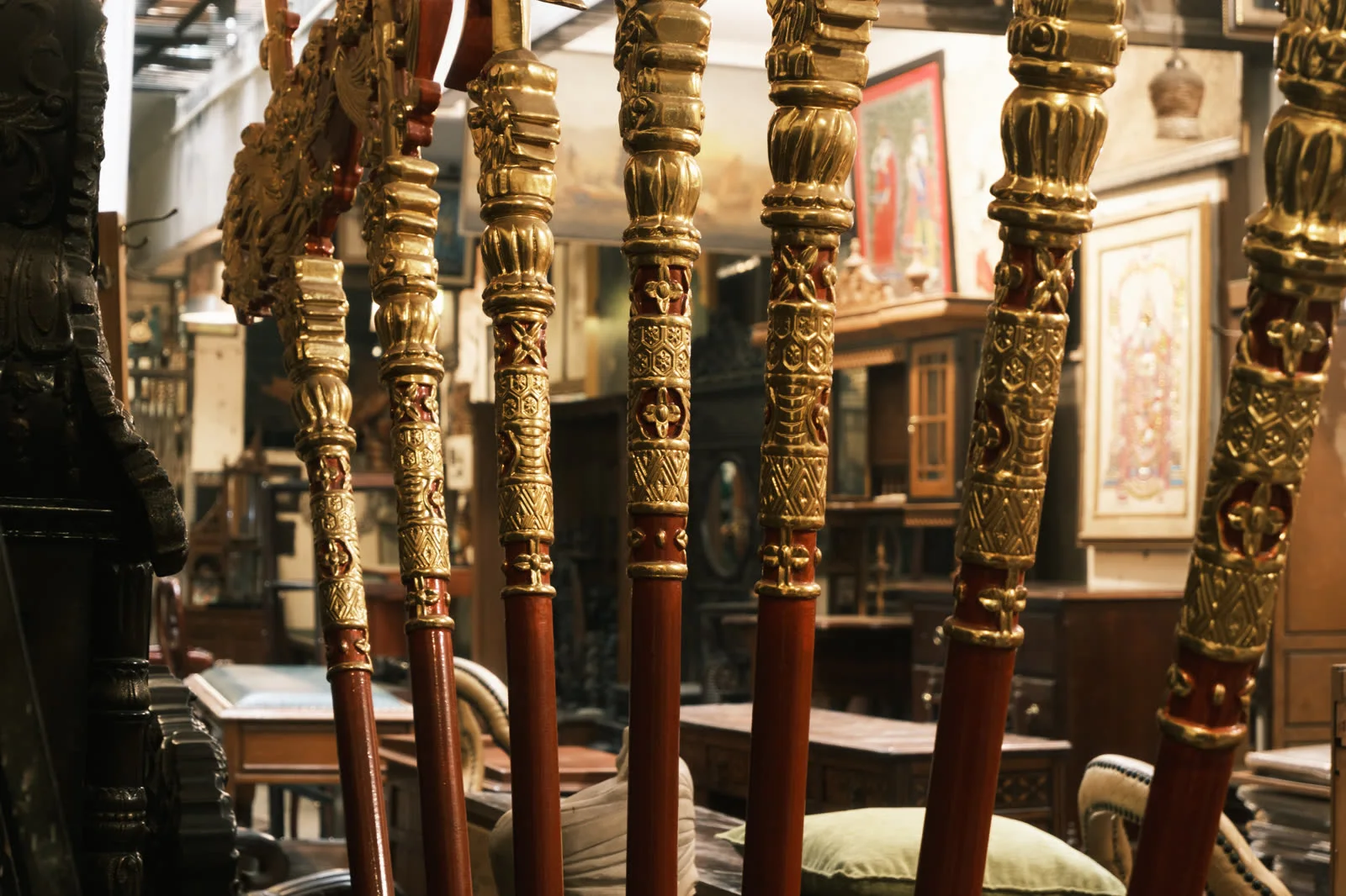 A Burma teak closet of the kind sellers claim came from an embassy