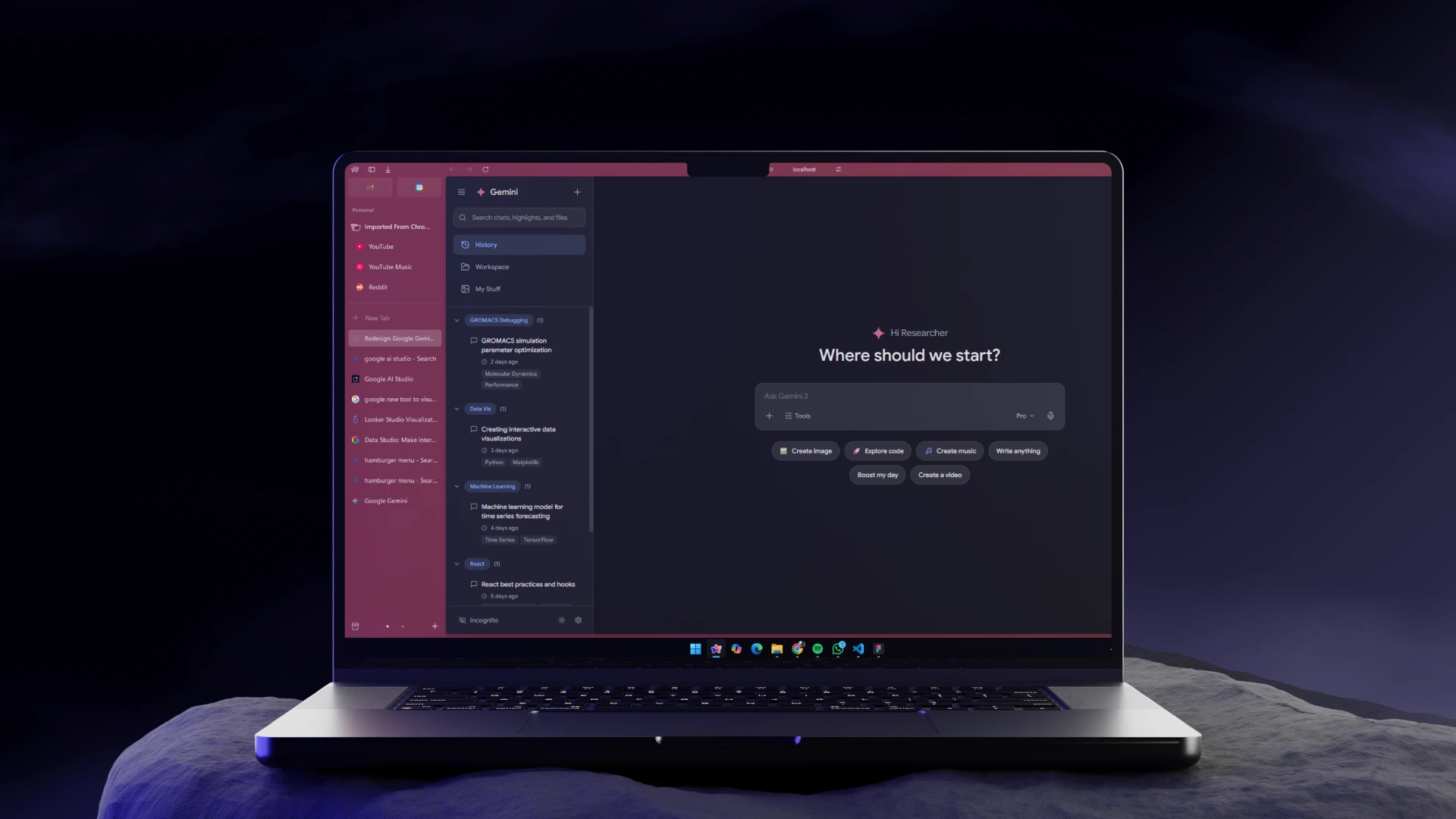 The proposed Gemini interface on a laptop