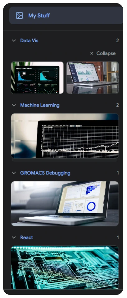 The redesigned My Stuff folder grouped by chat